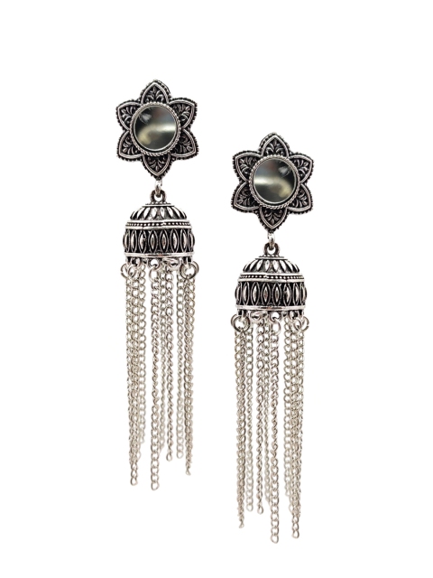 

Sia Art Jewellery Silver-Plated Oxidised Classic Jhumkas