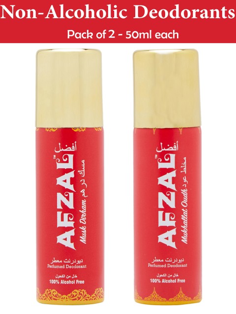 

AFZAL Non Alcoholic Set of 2 Musk Dirham & Mukhallat Oudh Deodorants 100 ml, Multi