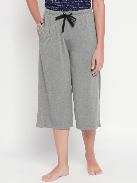 Dreamz by Pantaloons Women Grey Solid Relaxed-Fit Lounge Capris