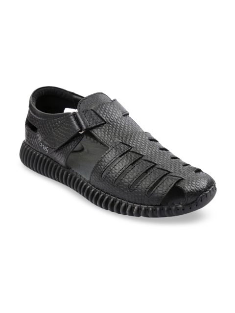

one8 Select BY VIRAT KOHLI Men Black Leather Fisherman Sandals