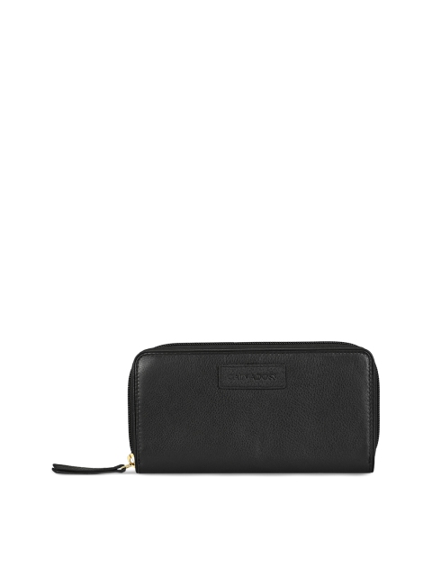 

Calvadoss Women Black Solid Leather Zip Around Wallet