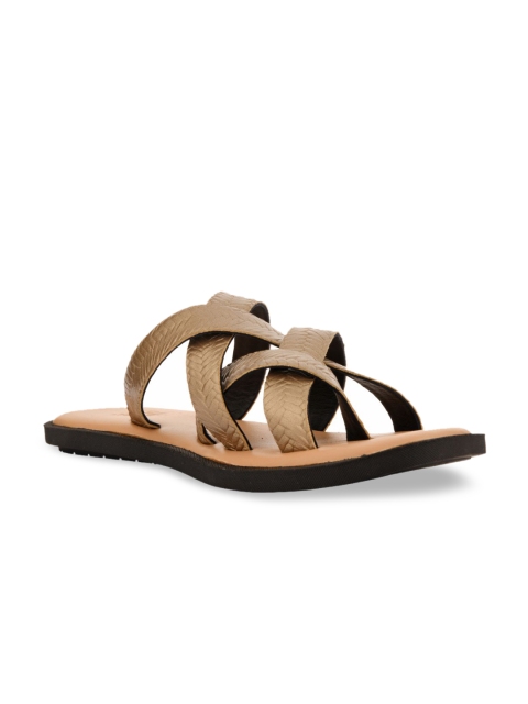

SKO Men Gold-Toned Leather Comfort Sandals