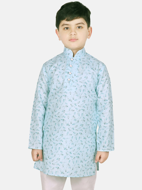 

SG YUVRAJ Boys Aqua Blue Printed Straight Kurta