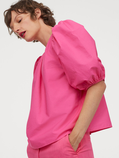 

H&M Women Pink Puff-Sleeved Blouse