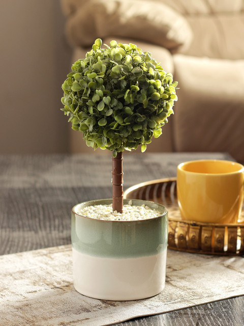 

Living Essence Green & White Flora Artificial Plant with Pot