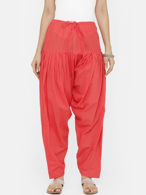 

De Moza Women Coral Pink Solid Loose-Fit Patiala