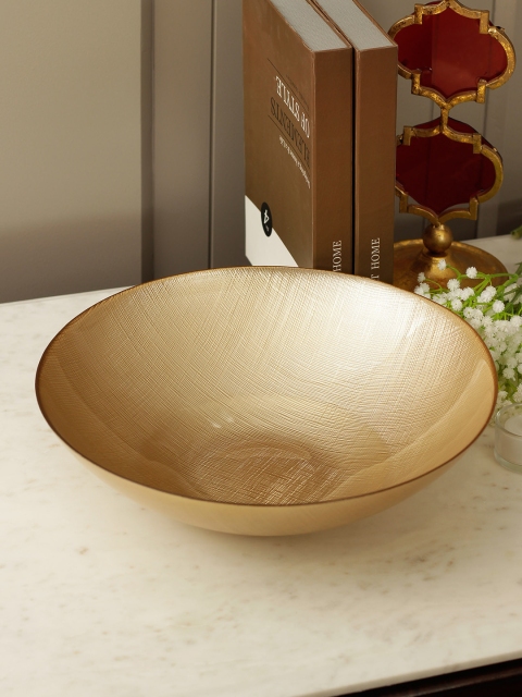 Living Essence Gold-Toned Jordan Bowl-Shaped Glass Accent