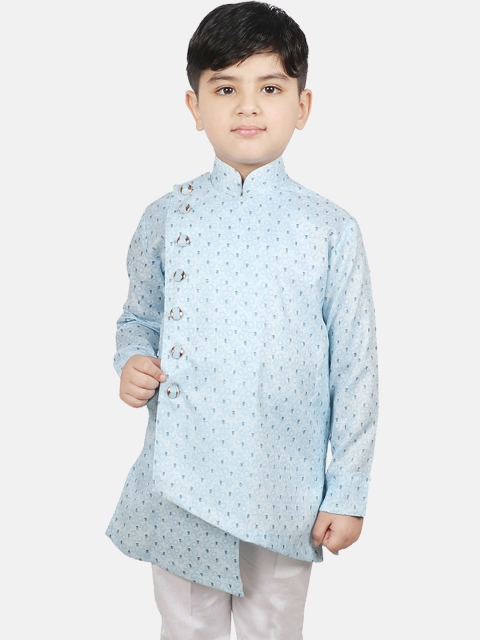 

SG YUVRAJ Boys Turquoise Blue Printed Straight Kurta