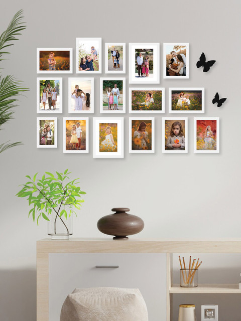 

RANDOM Set of 16 White & Black New Synthetic Collage Photo Frames With 'Butterfly' Plaques