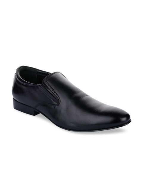 

Liberty Men Black Solid Leather Formal Slip-Ons