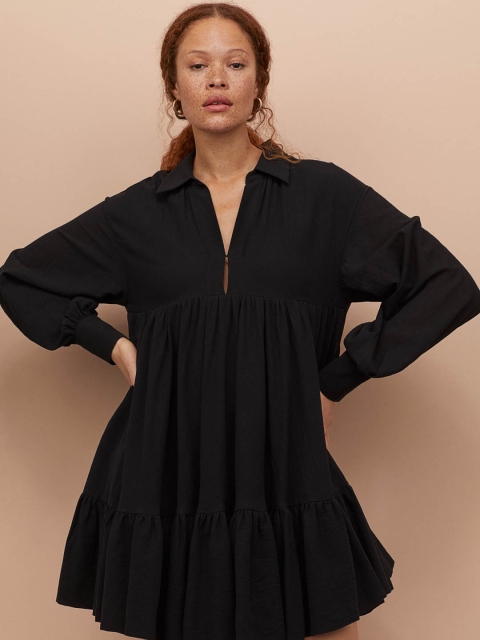 

H&M Women Black Solid Voluminous Tunic