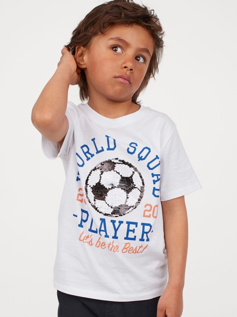 

H&M Boys White Printed Round Neck T-shirt