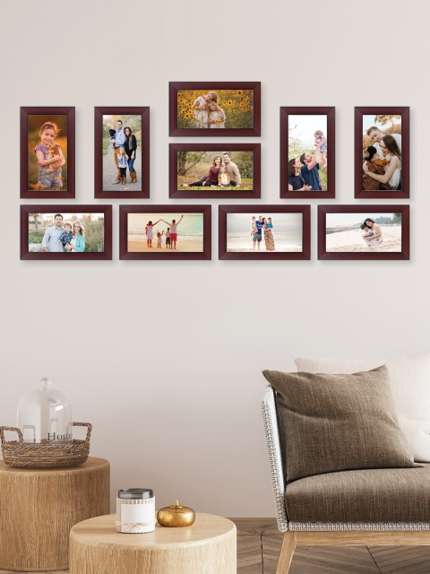 

RANDOM Set Of 10 Brown Solid Collage Rosewood Photo Frames