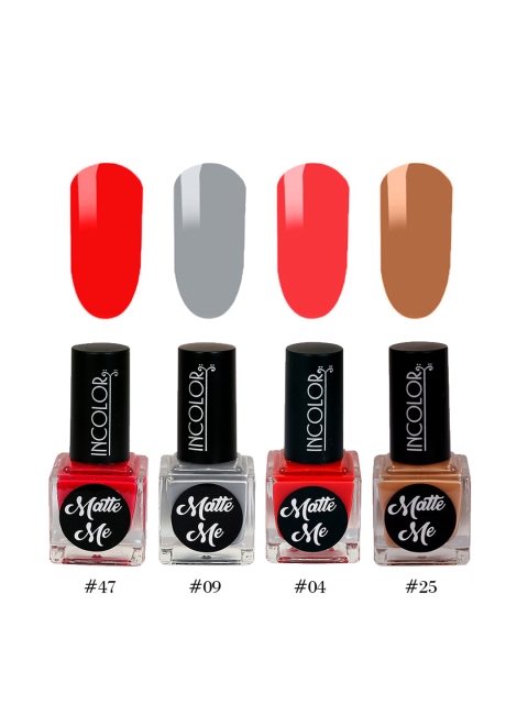 

INCOLOR Pack of 4 Matte Me Nail Paint 12 ml each, Multi
