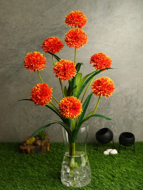 

PolliNation Set Of 3 Orange & Green Decorative Artificial BallMum Flower Stems