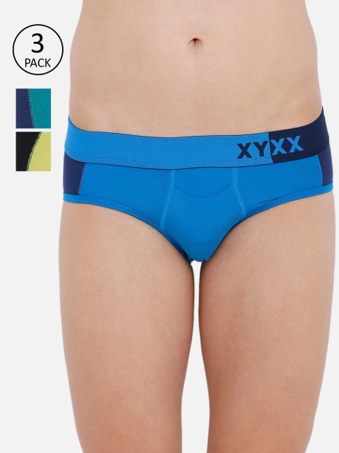 

XYXX Men Pack Of 3 Colourblocked Basic Briefs XYBRF3PCKN260, Blue