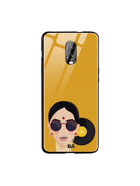 

DailyObjects Mustard Yellow & Black Disk Bun OnePlus 6T Glass Case