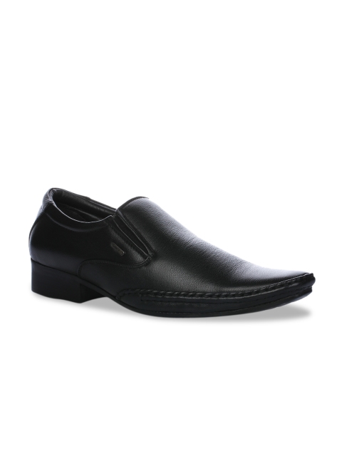 

Liberty Men Black Solid Leather Formal Slip-Ons