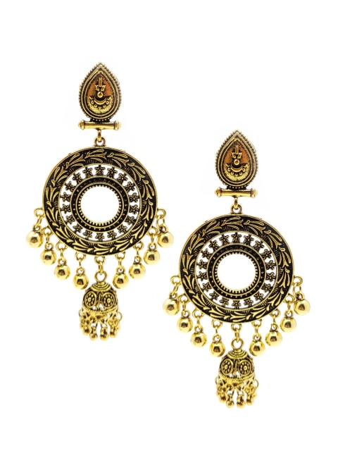 

Sia Art Jewellery Gold-Plated Circular Oxidised Drop Earrings