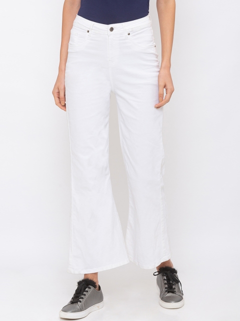 

Globus Women White Wide Leg Mid-Rise Clean Look Jeans