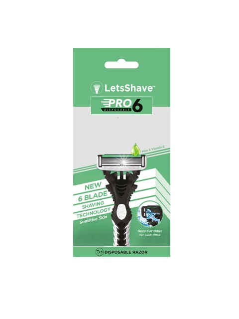 

LetsShave Pro 6 Disposable Razor & 3 Pcs Blade, Silver