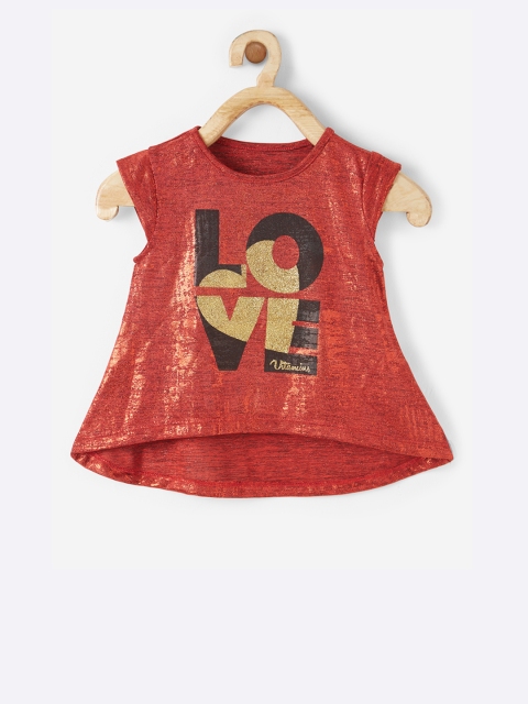 

VITAMINS Girls Brown Printed A-Line Top