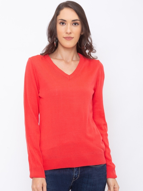 

Globus Women Coral Orange Solid Pure Cotton Top