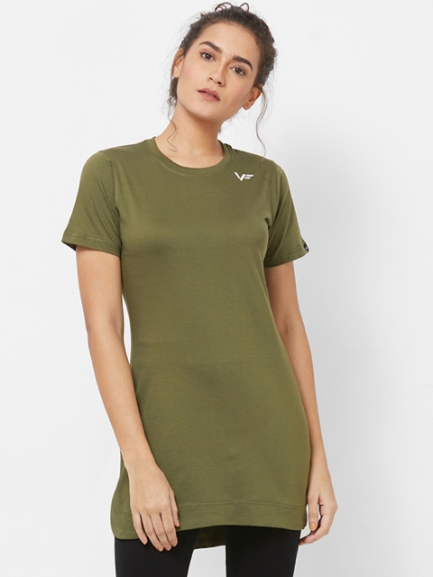 

Vero Forza Women Olive Green Solid Round Neck T-shirt