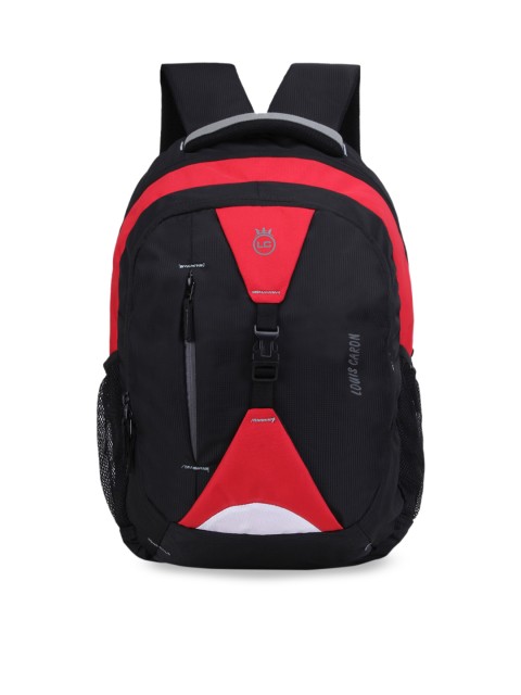 

LOUIS CARON Unisex Black & Red Brand Logo Backpack