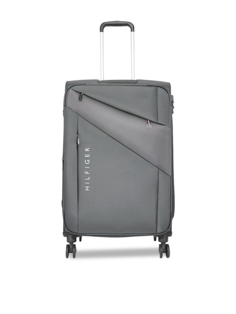 

Tommy Hilfiger Unisex Grey Solid Soft-Sided Large Trolley Suitcase