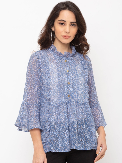 

Globus Women Blue Floral Printed Pure Cotton Top