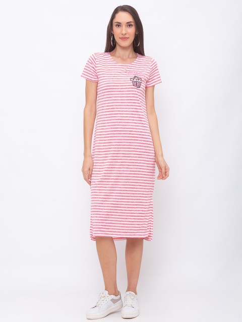 

Globus Women Pink & White Striped T-shirt Dress