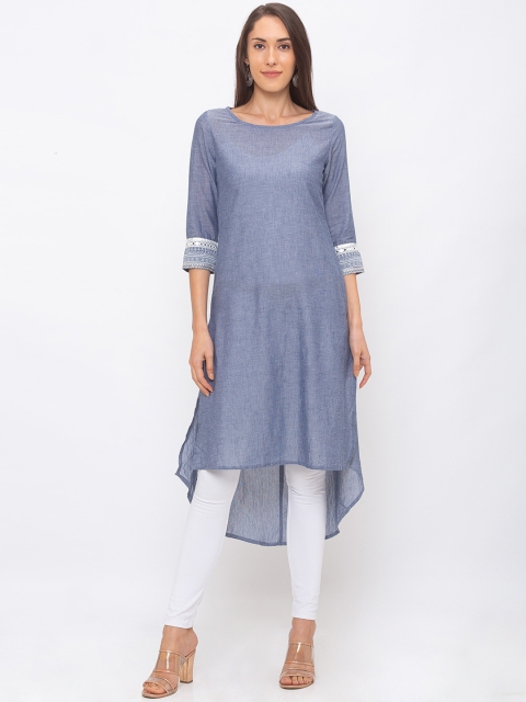 

Globus Women Grey Solid A-Line Kurta