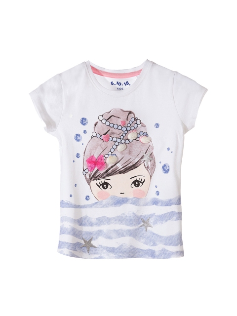 

5.10.15 Girls Navy Blue Printed Round Neck T-shirt