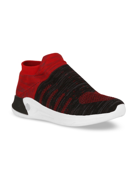

Columbus Men Black & Red Mesh Mid-Top Running Shoes