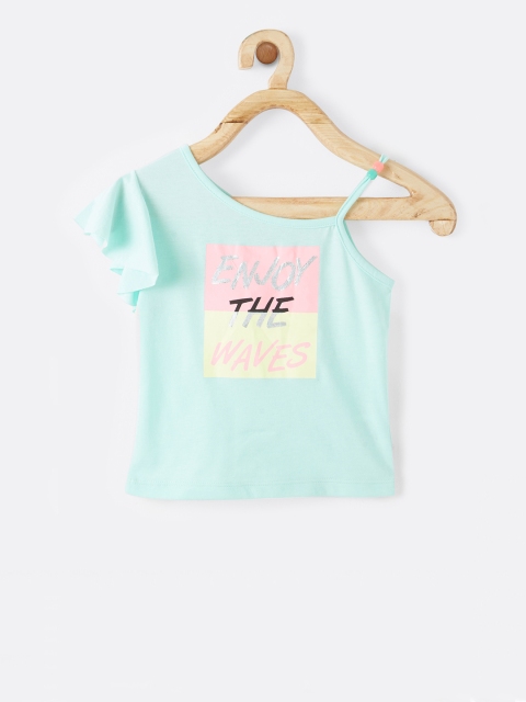 

VITAMINS Girls Sea Green Printed Top