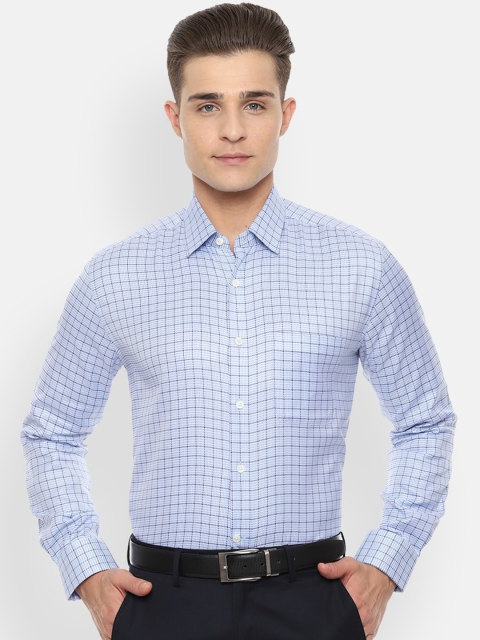 

Luxure by Louis Philippe Men Blue Regular Fit Checked Formal Shirt