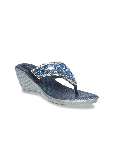 

Khadims Women Blue Embellished Wedges