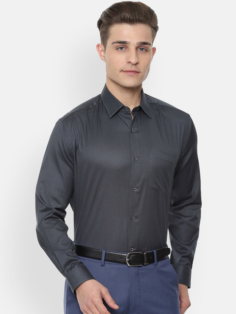 

Luxure by Louis Philippe Men Grey Regular Fit Self Design Formal Shirt