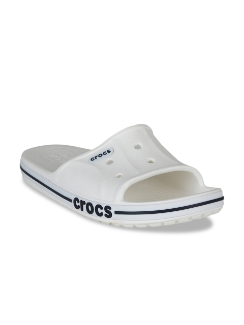 

Crocs Unisex White & Navy Blue Solid Sliders