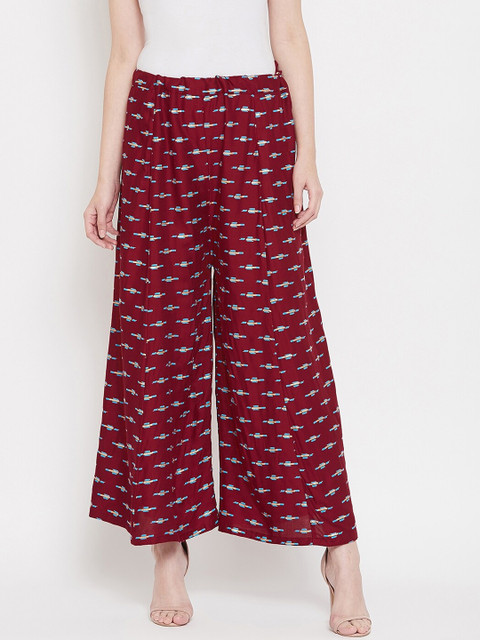 

Castle Women Maroon Printed Flared Palazzos