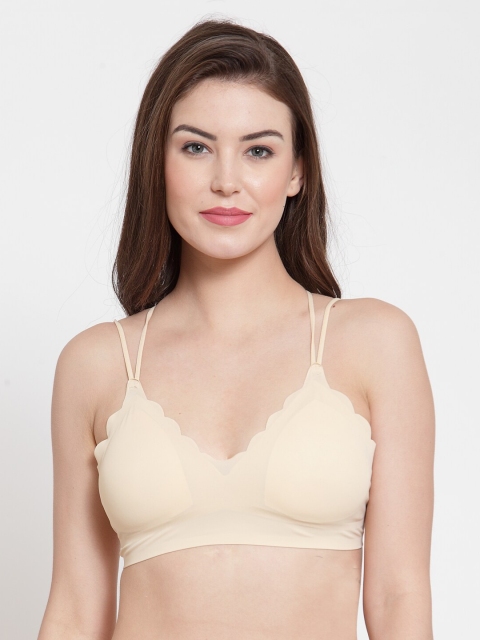 

Laceandme Nude-Coloured Solid Non-Wired Lightly Padded Bralette Bra 6345