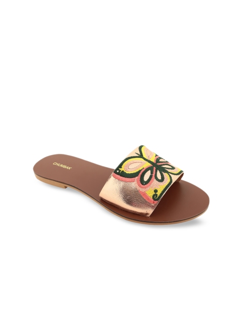 

Chumbak Women Beige Embroidered Open Toe Flats