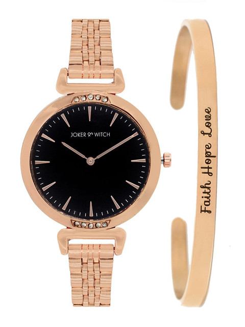 

Joker & Witch Women Black & Rosegold Petite Watch & Bracelet Stack JWBS133