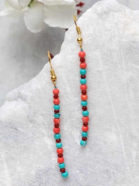 

DUGRISTYLE Gold-Plated & Red Quirky Drop Earrings