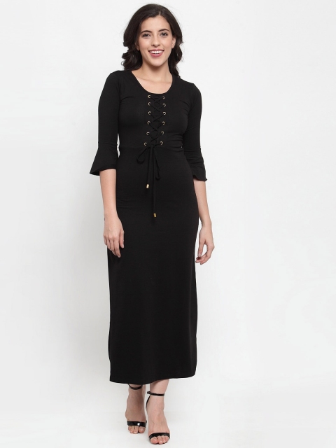 

FIVE STONES Women Black Solid Maxi Dress