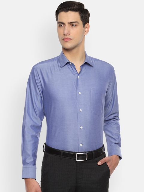

Luxure by Louis Philippe Men Blue Self Design Formal Shirt
