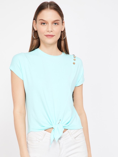 

Ginger by Lifestyle Women Turquoise Blue Solid Top