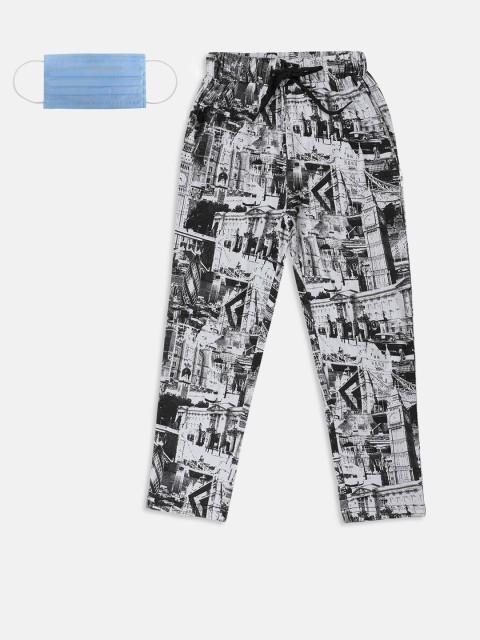 

Lil Tomatoes Boys Grey White Printed Track Pants