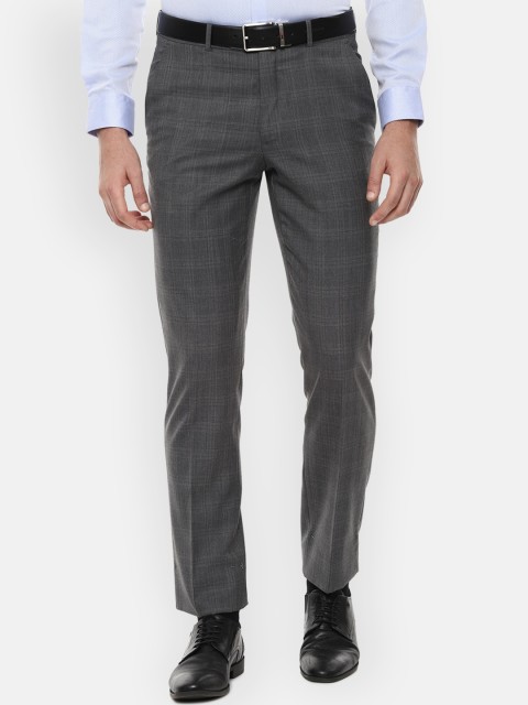 

Luxure by Louis Philippe Men Grey Regular Fit Checked Formal Trousers